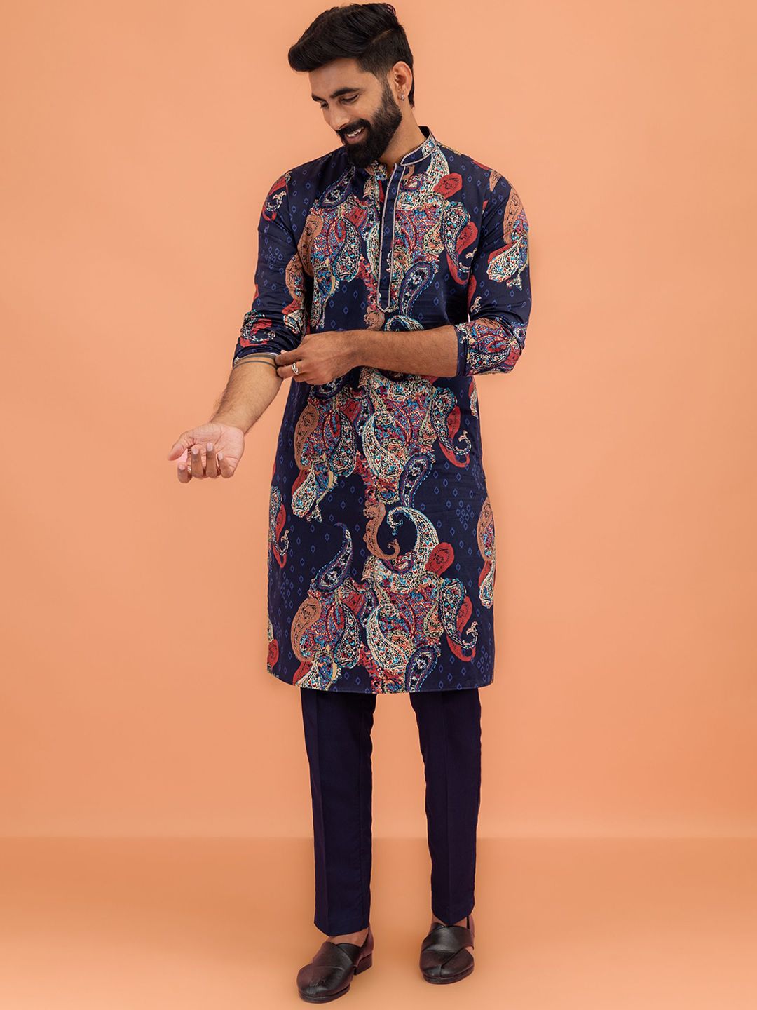 KISAH Men Ethnic Motifs Embroidered Mirror Work Kurta-picture-31