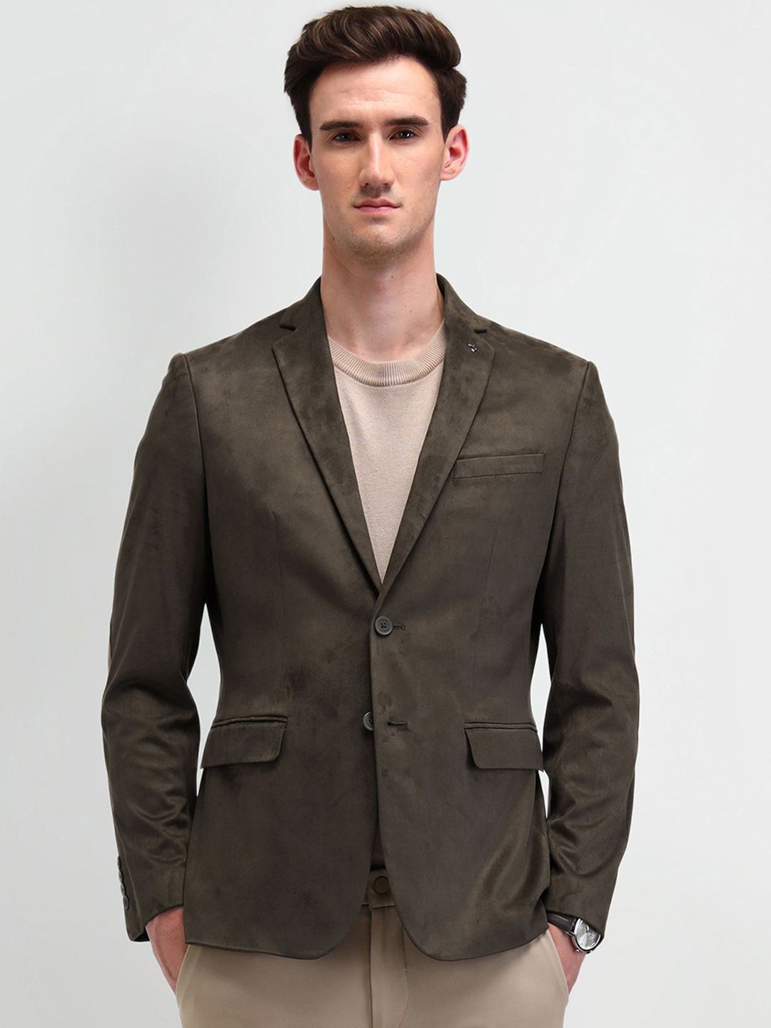 Arrow Notched Lapel Slim-Fit Single Breasted Blazer-picture-57