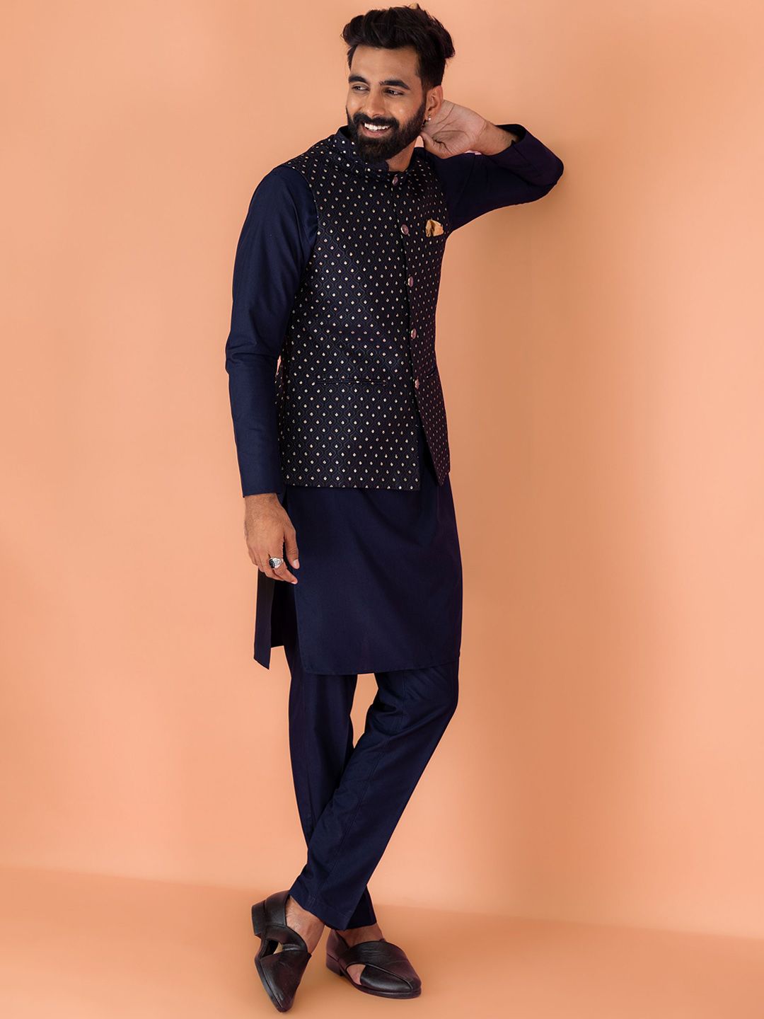 KISAH Embroidered Woven Nehru Jackets-picture-16