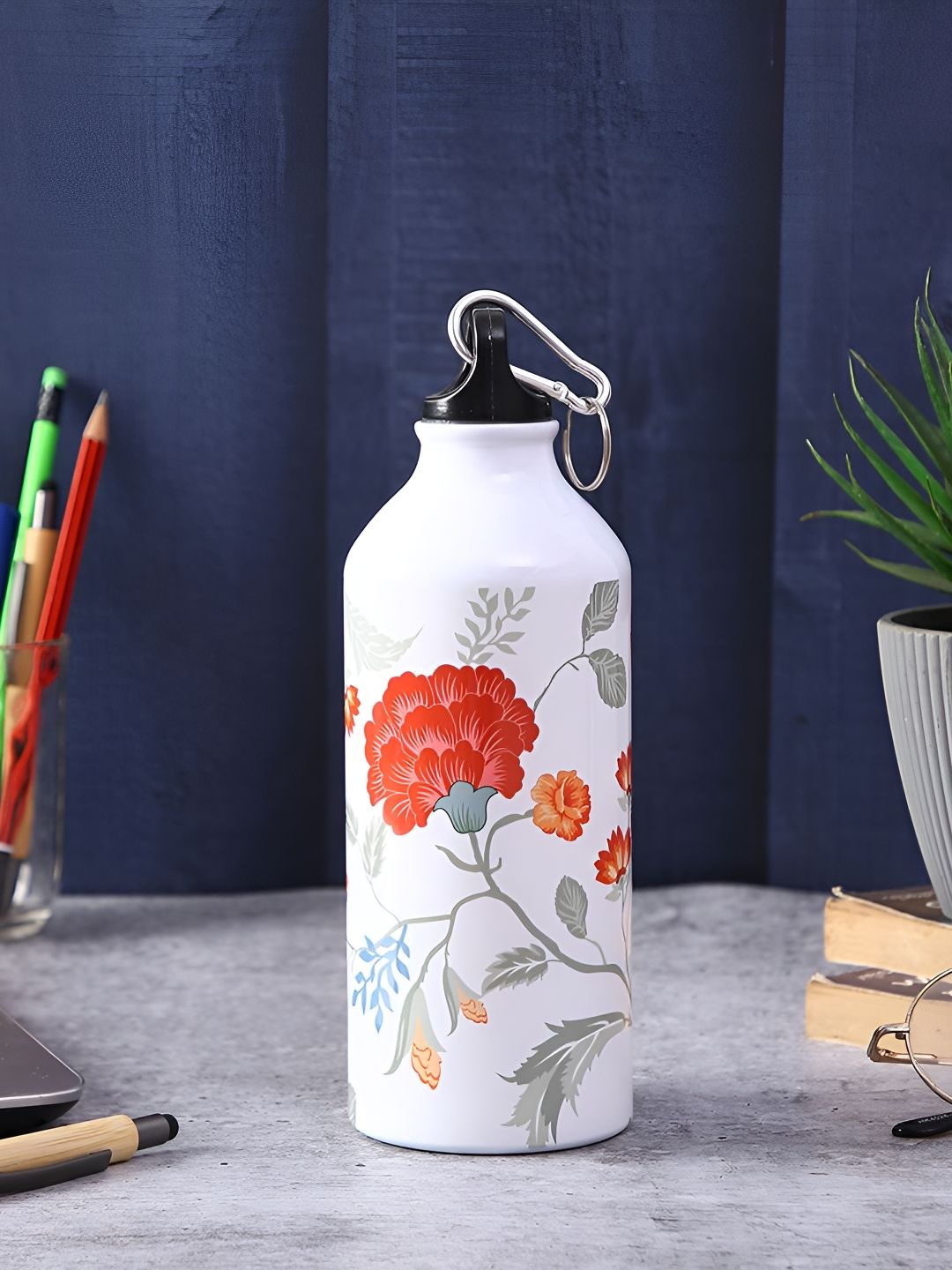 PENTADECO White & Red Single Aluminium Printed Water Bottle-picture-33