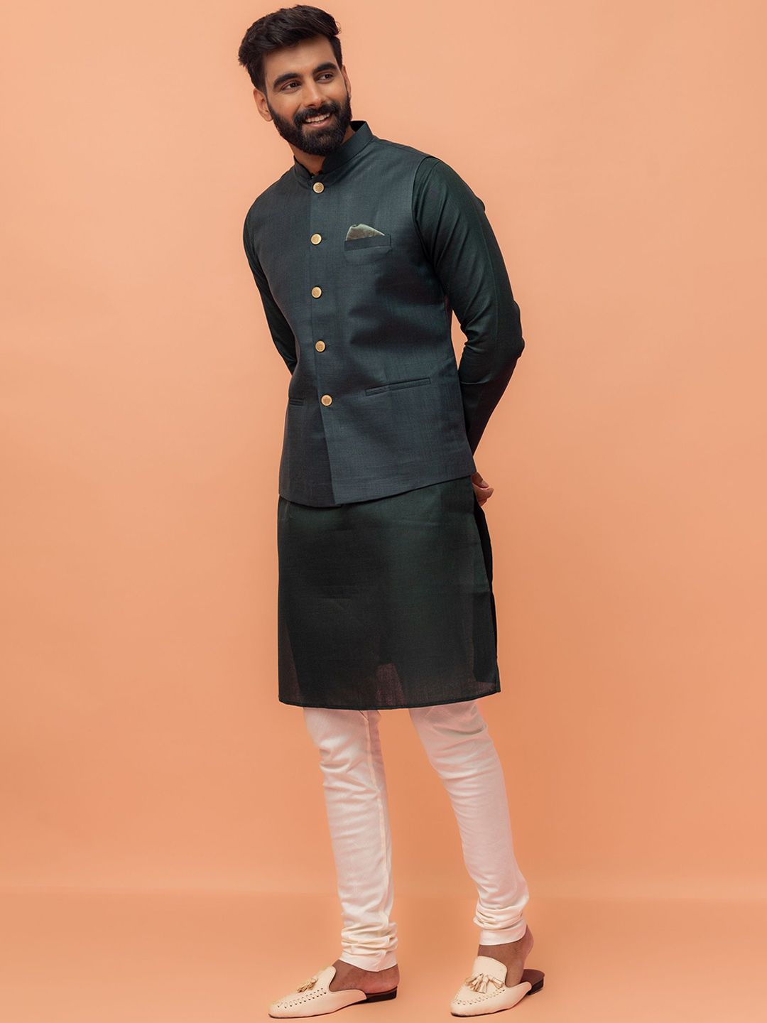 KISAH Sleeveless Woven Nehru Jackets-picture-16