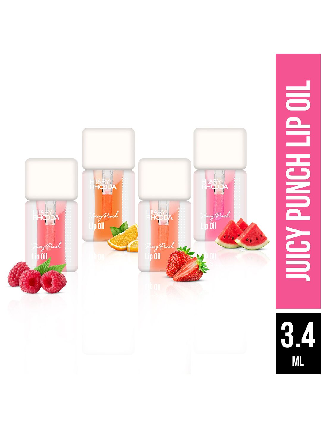 Hilary Rhoda Set of 4 Juicy Punch Non-Greasy & Soft Finish Lip Gloss Oil - 3.4 ml each-picture-34