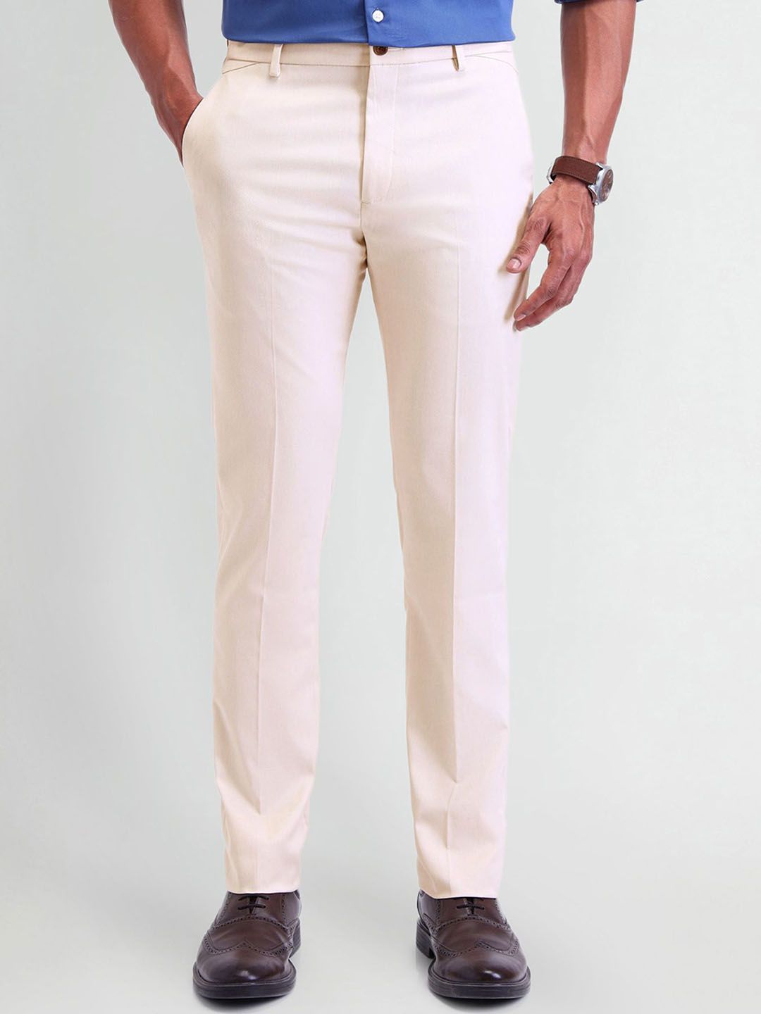 Arrow New York Men Urban Slim Mid-Rise Formal Trousers-picture-26