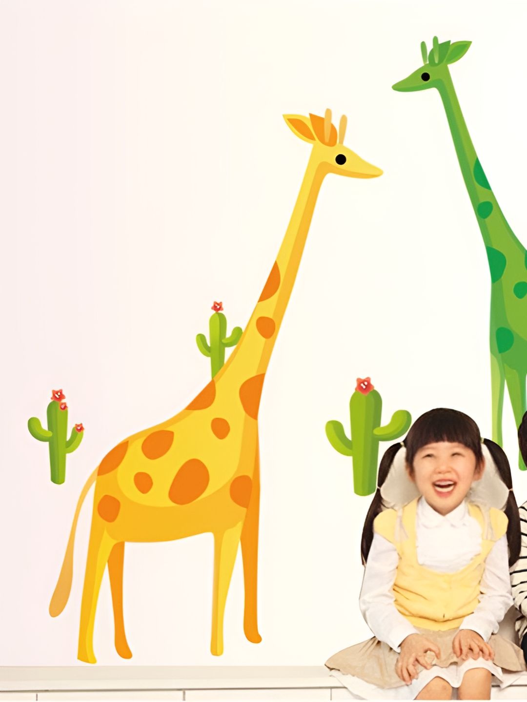 Asian royal Yellow & Green Giraffes Printed Waterproof Wall Sticker-picture-17