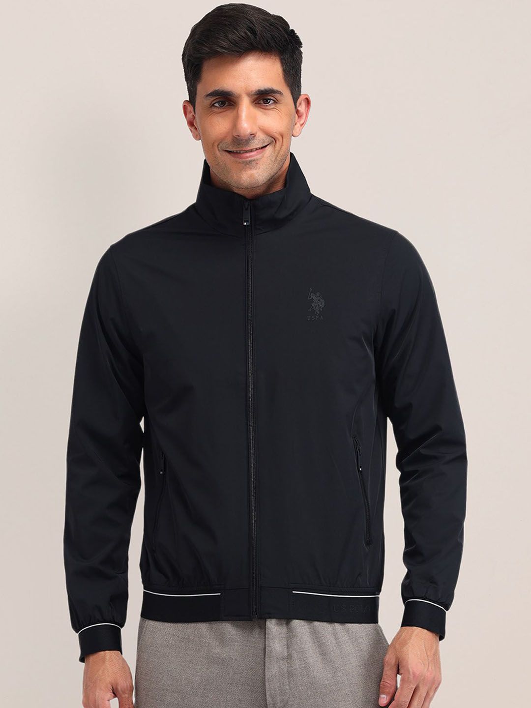 U.S. Polo Assn. Men Mock Collar Solid Casual Bomber Jacket-picture-11