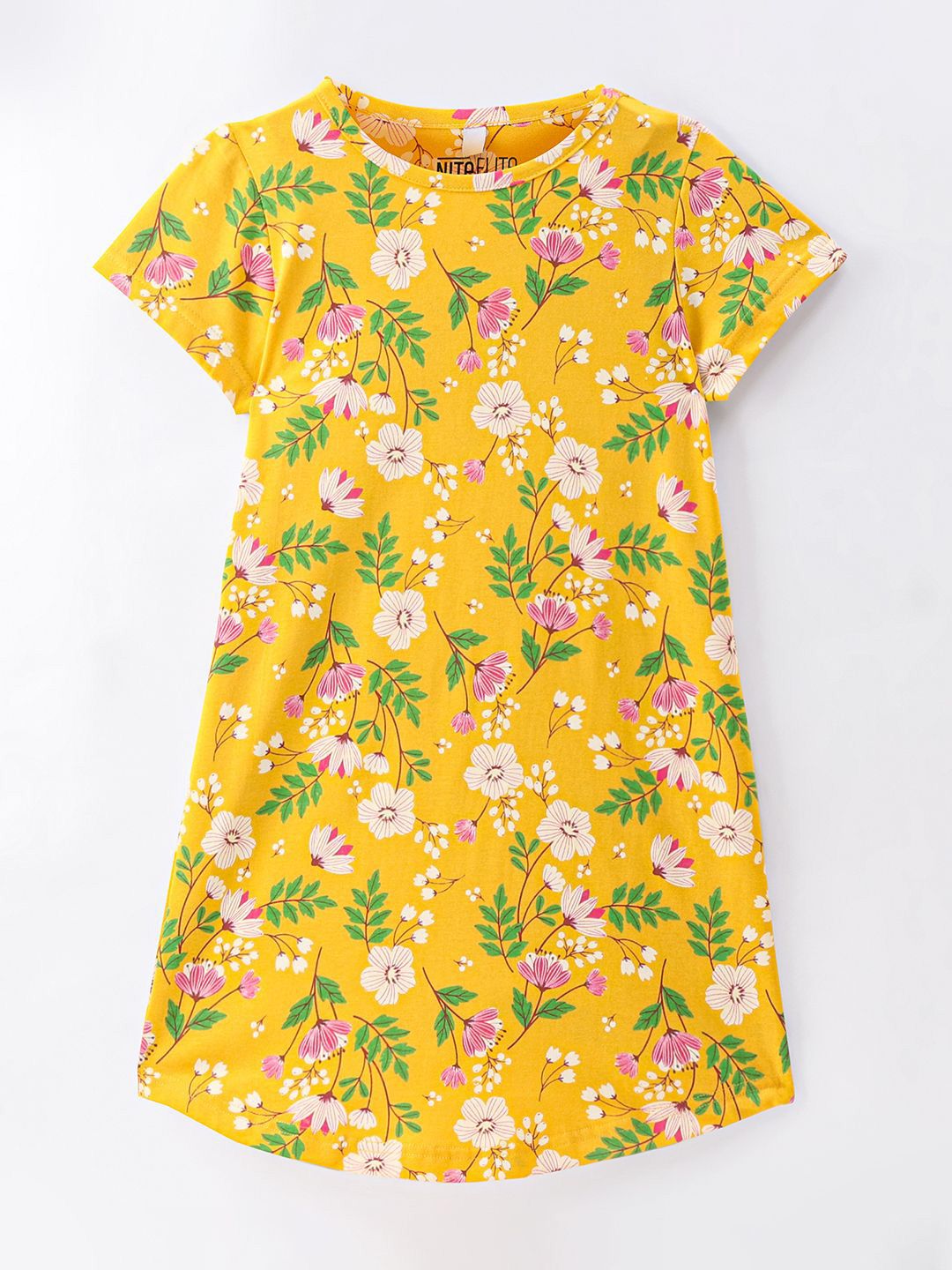 Nite Flite Girls Floral Printed Round Neck Nightdress-picture-11