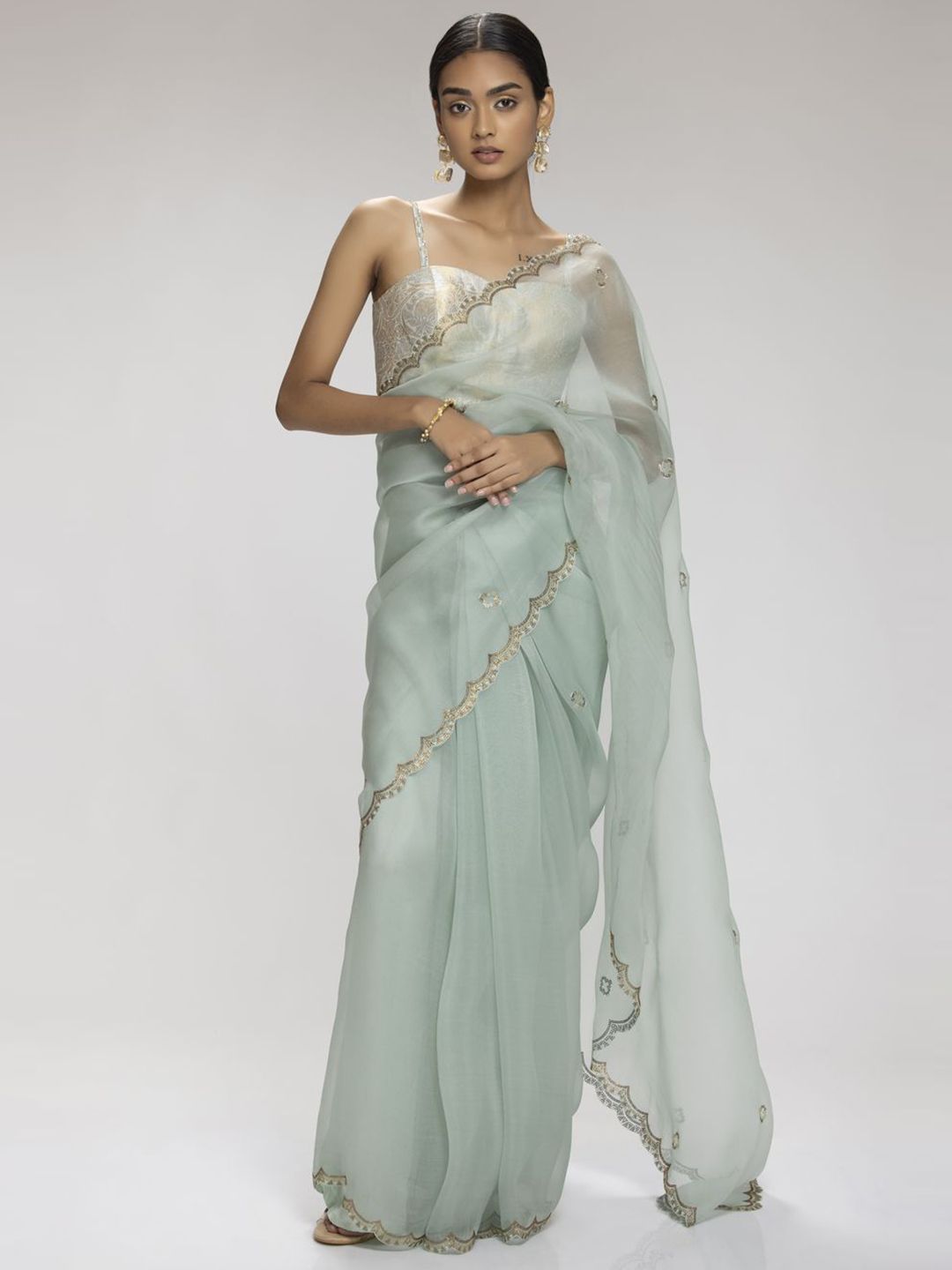 Chhaya Mehrotra Women Embroidered Border Organza Saree-image-34