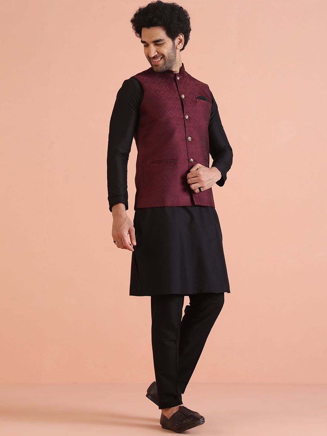 KISAH Jacquard Self Design Woven Nehru Jackets-picture-29