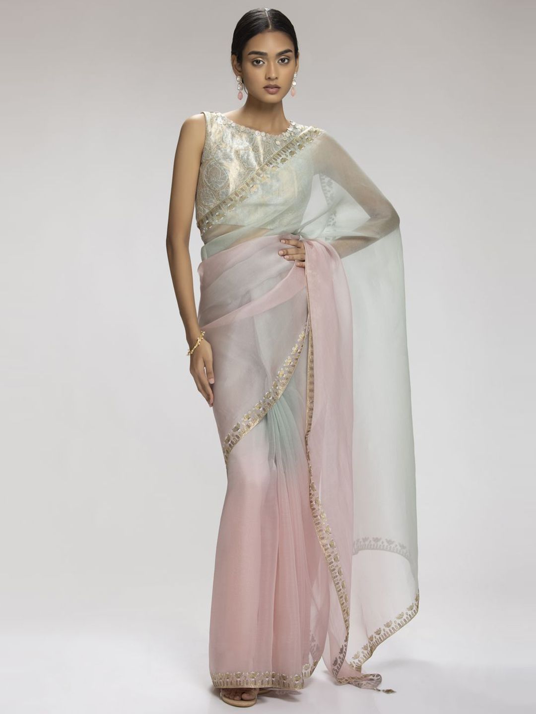 Chhaya Mehrotra Ombre Embroidered Organza Saree-image-31