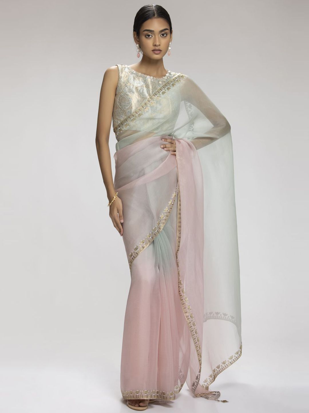 Chhaya Mehrotra Ombre Sequinned Organza Saree-image-16