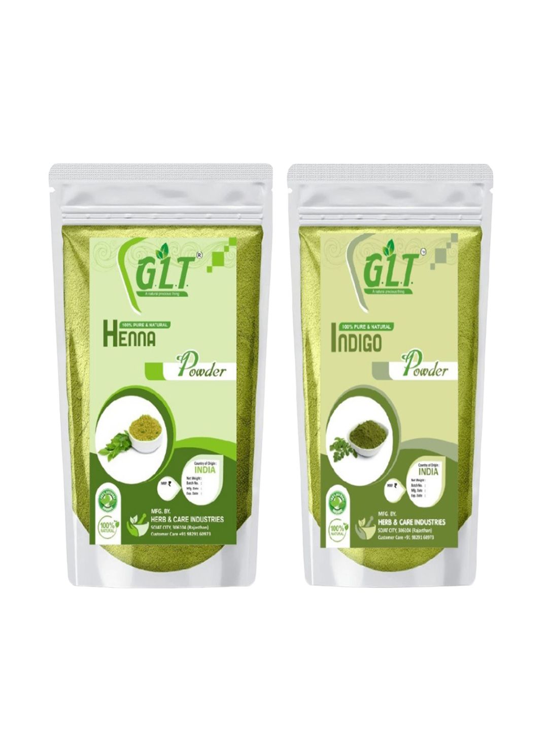G.L.T. Natural Set Of 2 Henna Powder & Indigo Powder For Hair - 50g Each-image-43