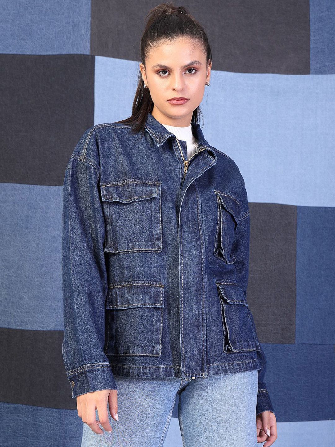 VESTIDO MODAS Women Washed Denim Jacket-picture-21