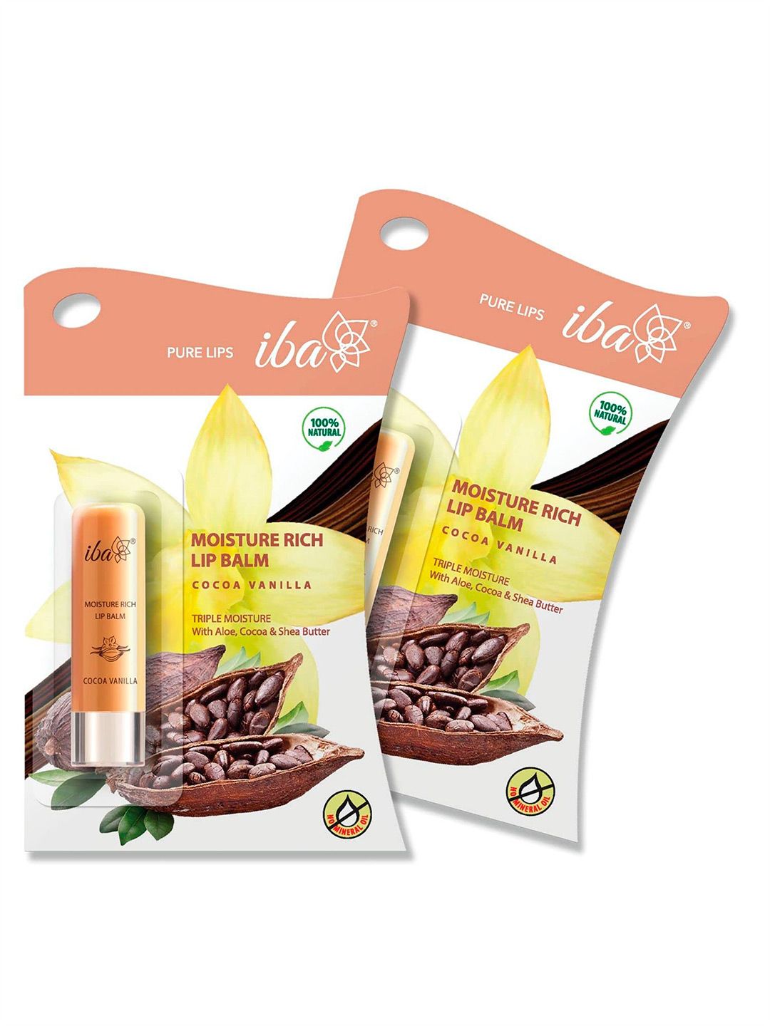Iba Set Of 2 Lips Moisture Rich Lip Balm With Aloe & Cocoa- 4.5 gm Each -Cocoa Vanilla-picture-26