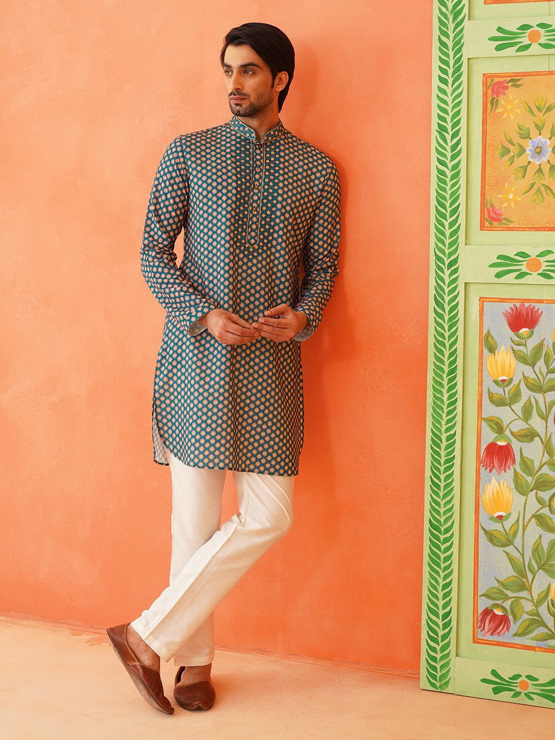 TheEthnic.Co Men Geometric Printed Thread Work Kurta-picture-38