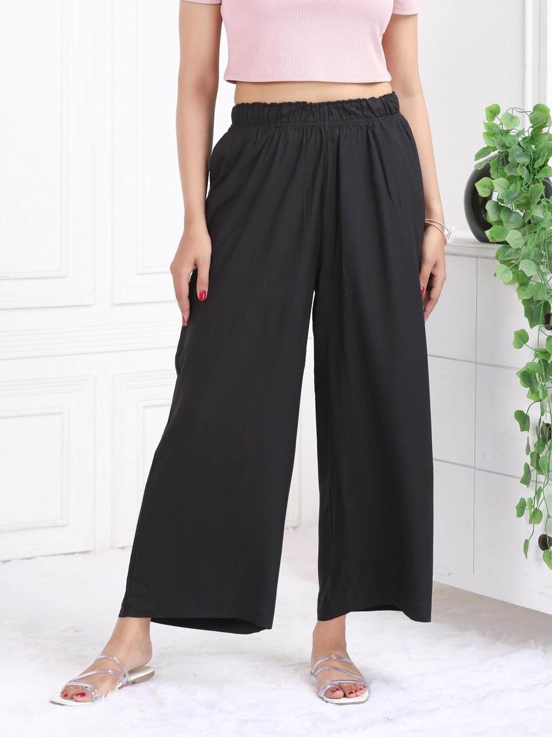 Mlada Women Knitted Regular Fit Mid Rise Palazzo-image-46