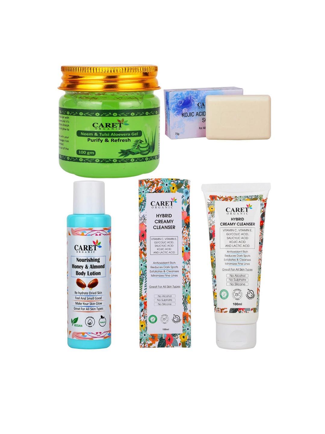 CARET ORGANIC Aloevera Gel- 100 g & Body Lotion- 100 ml & Soap- 75 g & Cleanser- 100 ml-image-33