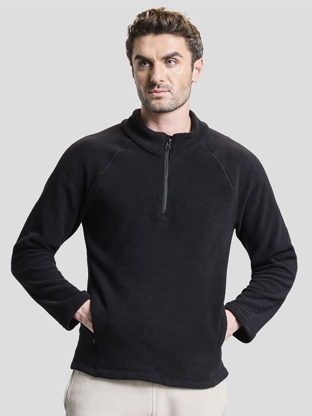 BOLDFIT Men Half Zipper High Neck Fleece Sweatshirt-picture-49
