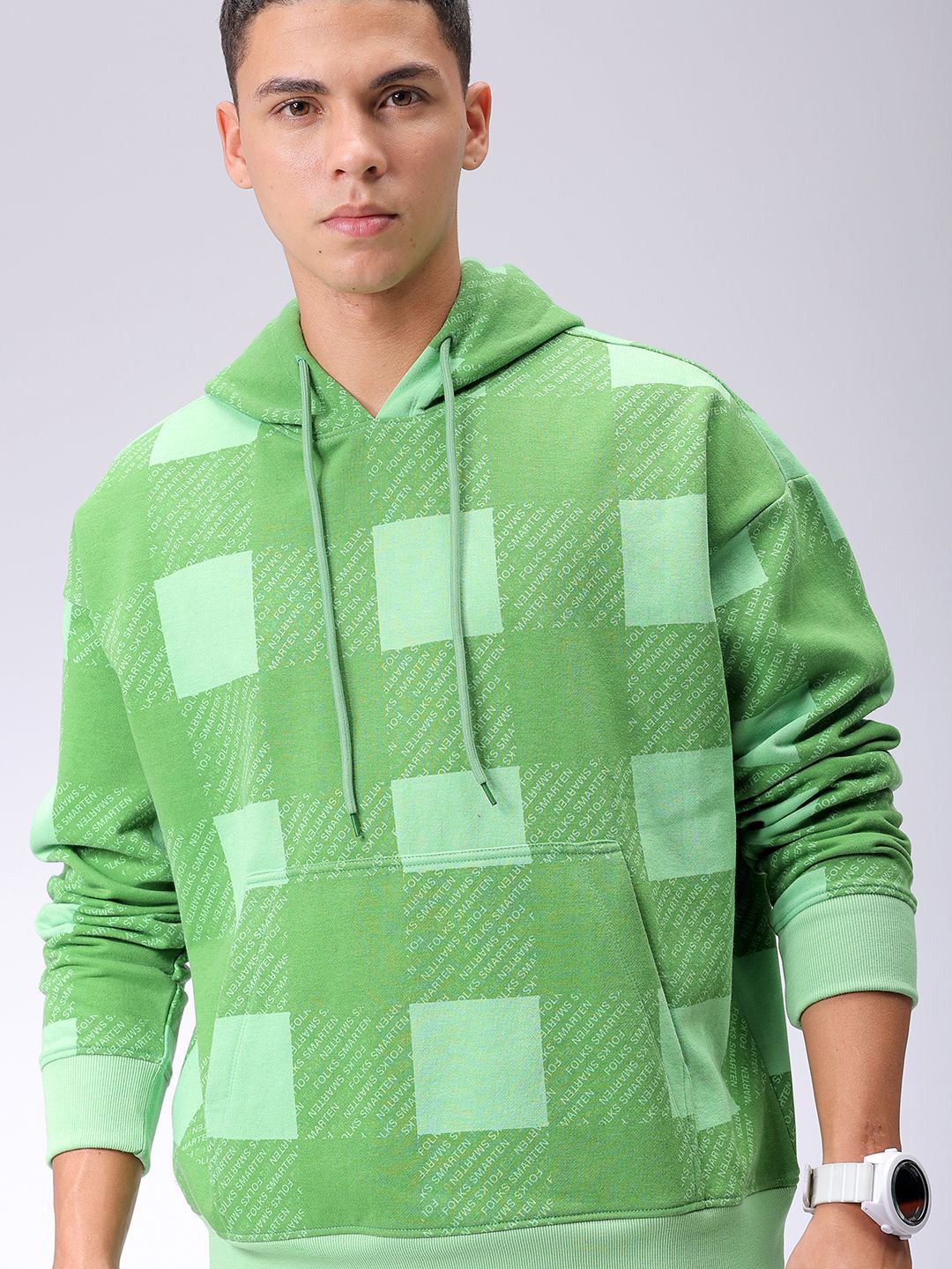 The Indian Garage Co Men Geometric Printed Hooded Sweatshirt-picture-21