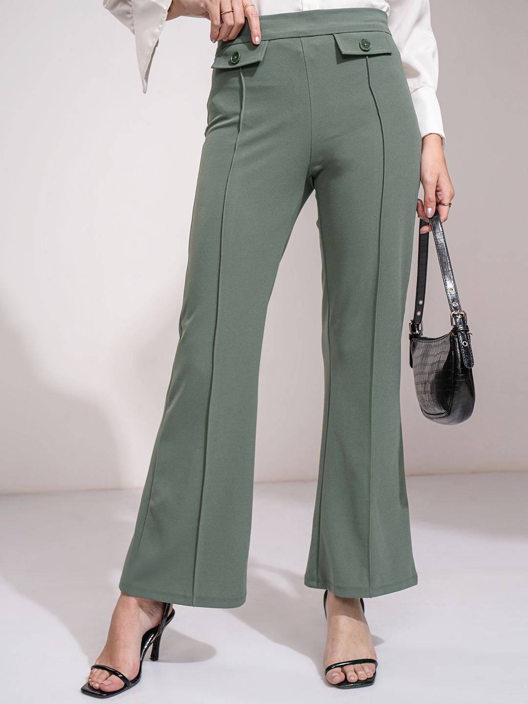 CHIC BY TOKYO TALKIES Women Flared Pleated Trousers-picture-22