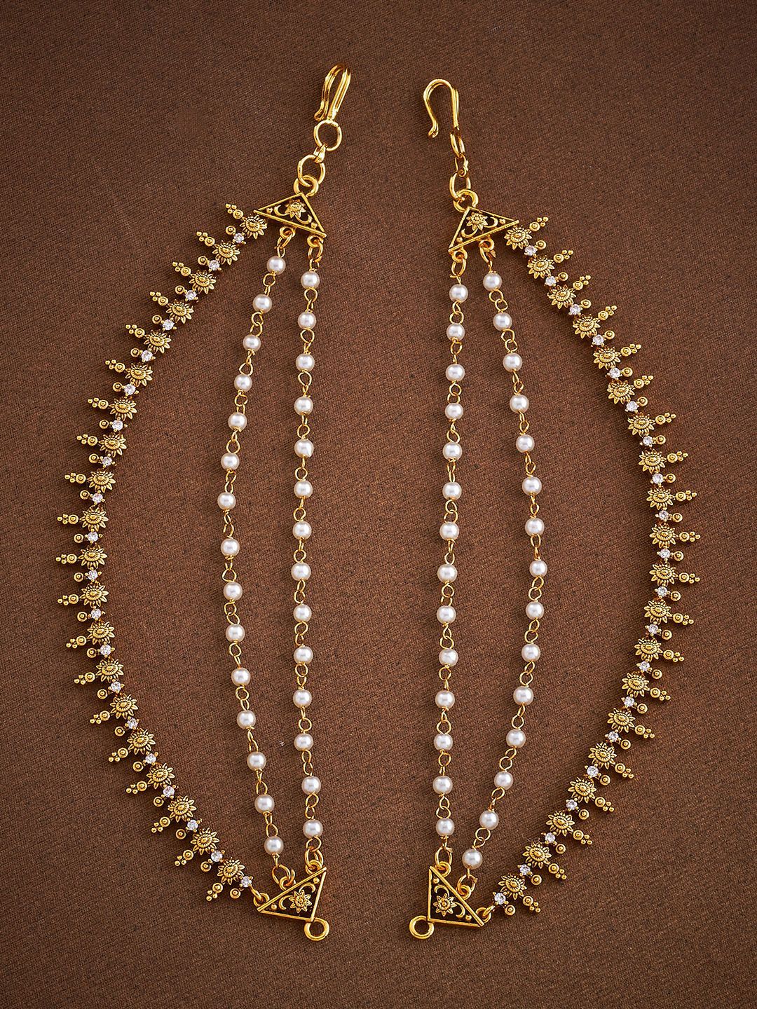 Kushal's Fashion Jewellery Gold-Plated Stone-Studded Matil-picture-24