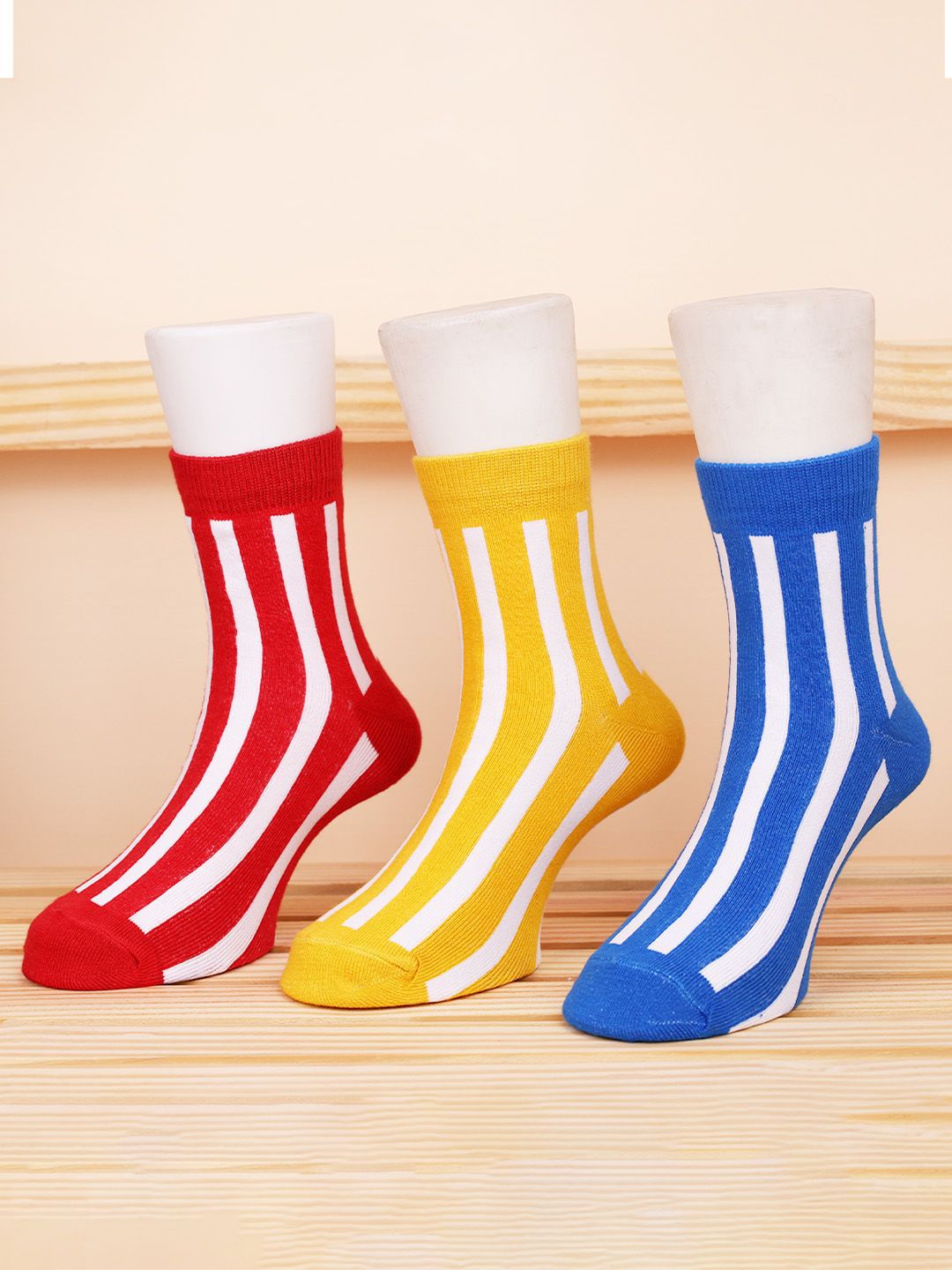 FOOTPRINTS Kids Pack Of 3 Striped Calf Length Socks-picture-21