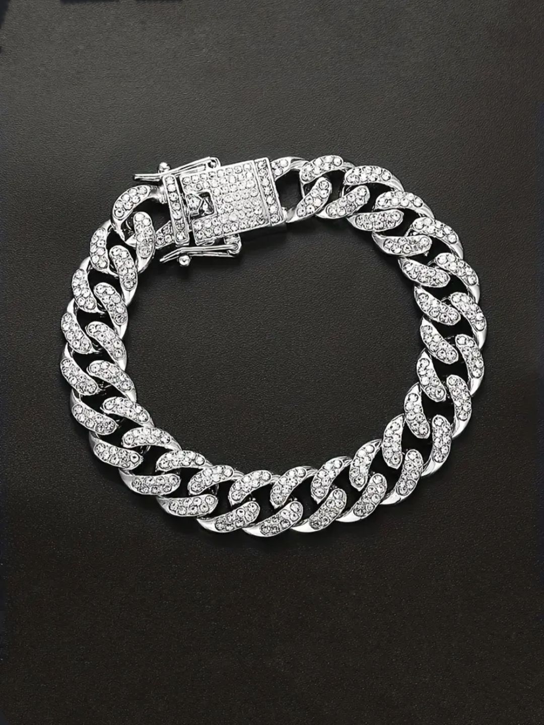 V FASHION JEWELLERY Unisex Cubic Zirconia Silver-Plated Link Bracelet-picture-12