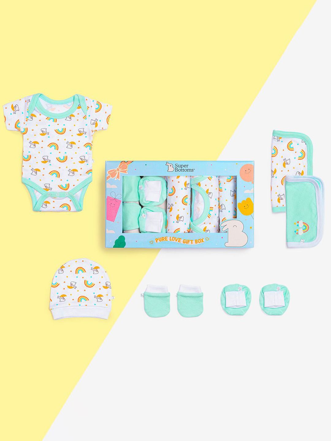 SuperBottoms Infants 6-Pcs Printed Pure Cotton Baby Apparel Gift Set-picture-31