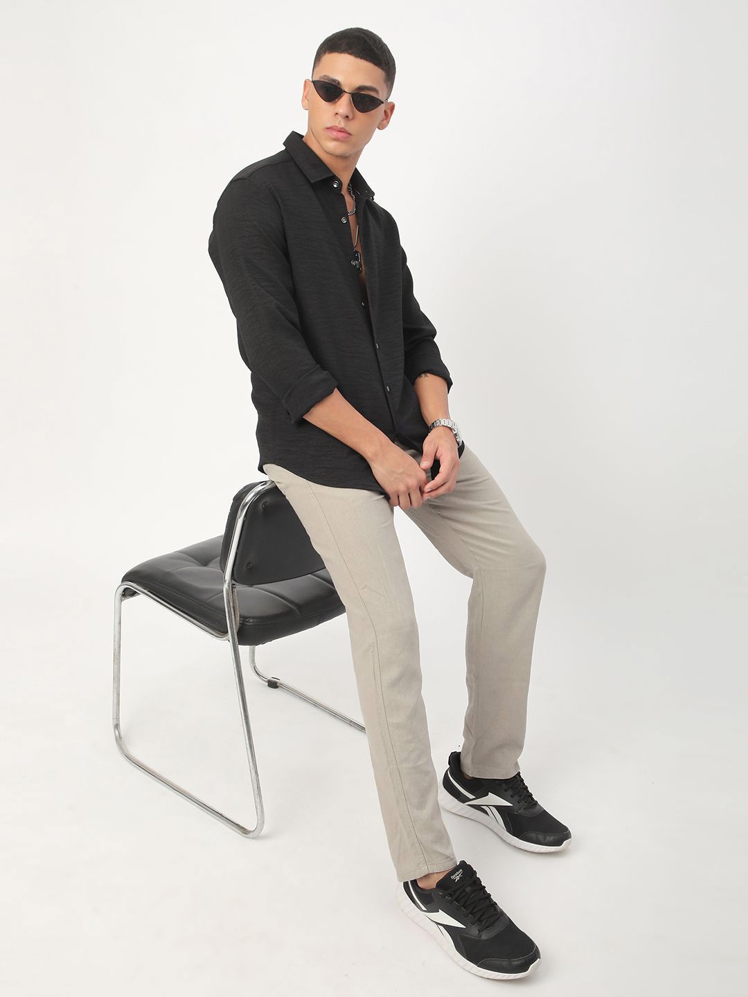 Men's Rust Classic Spread Collar Cotton Casual Shirt