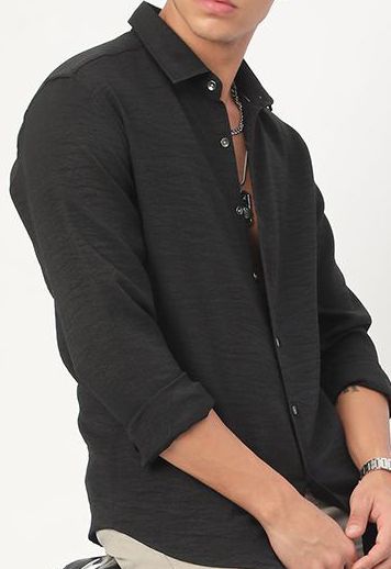Men's Olive Standard Spread Collar Solid Cotton Casual Shirt