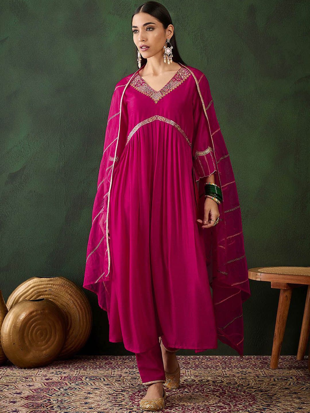 Sangria Embroidered Kurta & Trouser With Dupatta-picture-35