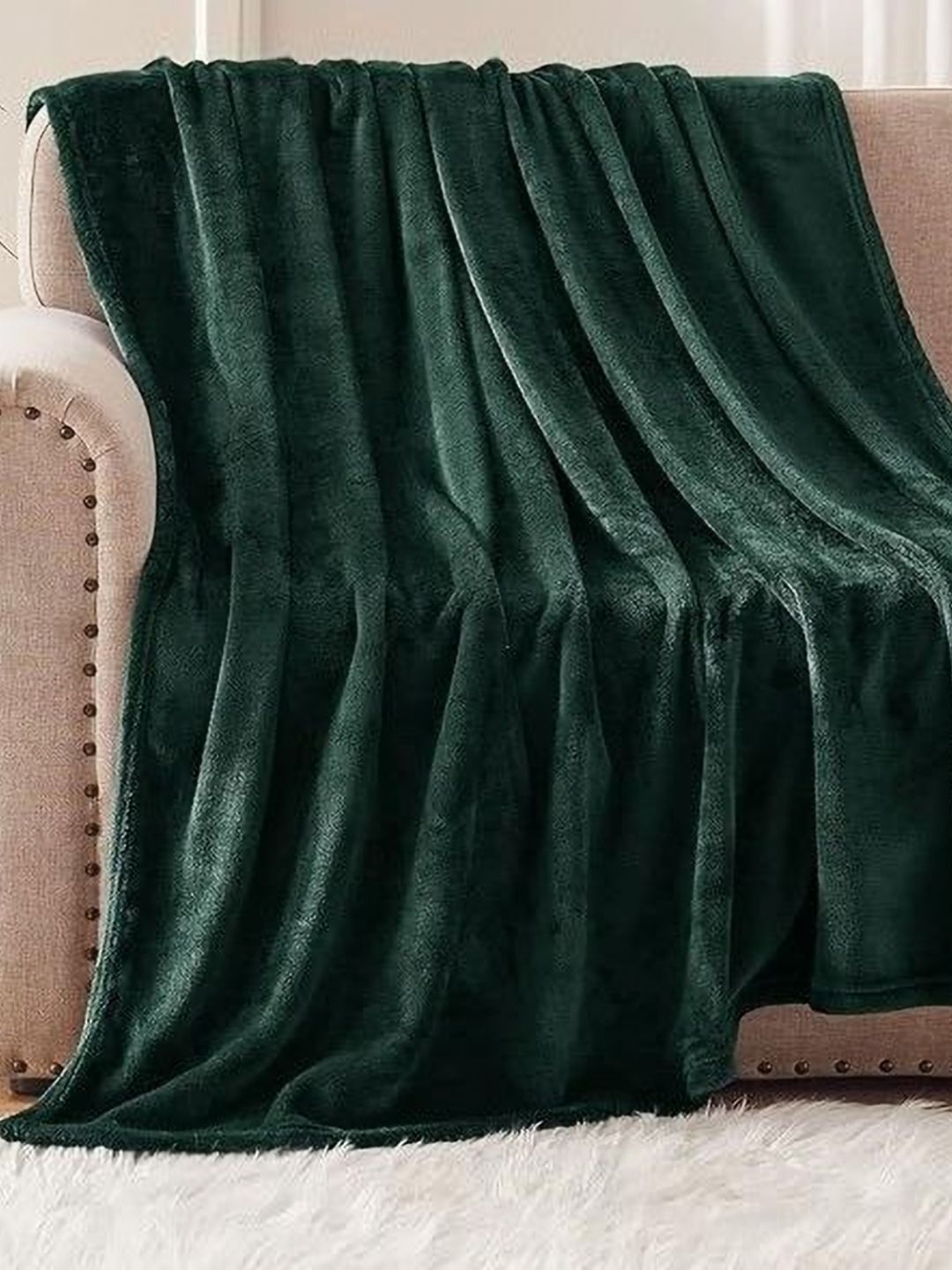 BREVARD Green Woollen 300 GSM Single Bed Blanket-image-5