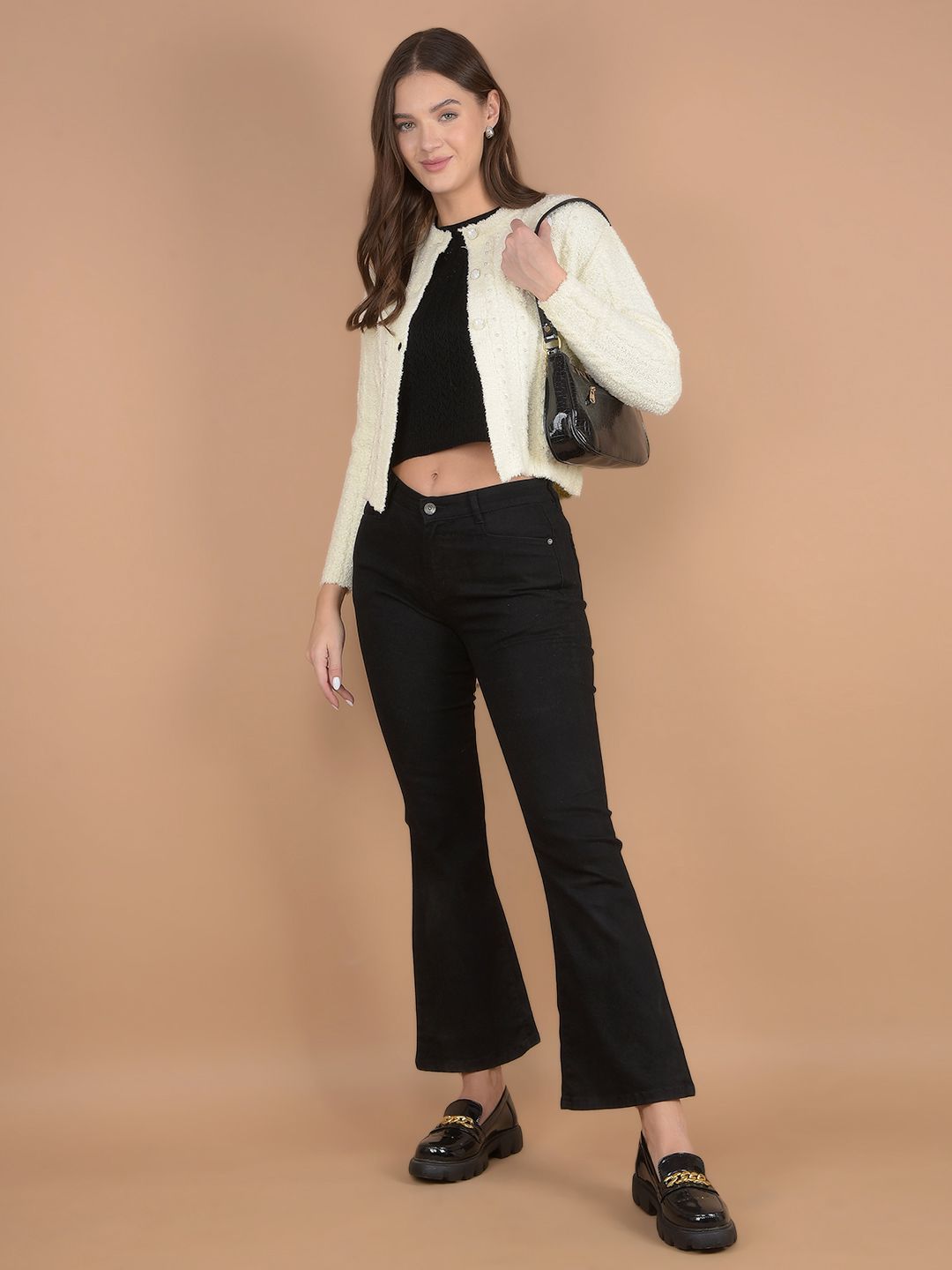 Crimsoune Club Women Floral Self Design Crop Winter Cardigan-image-32