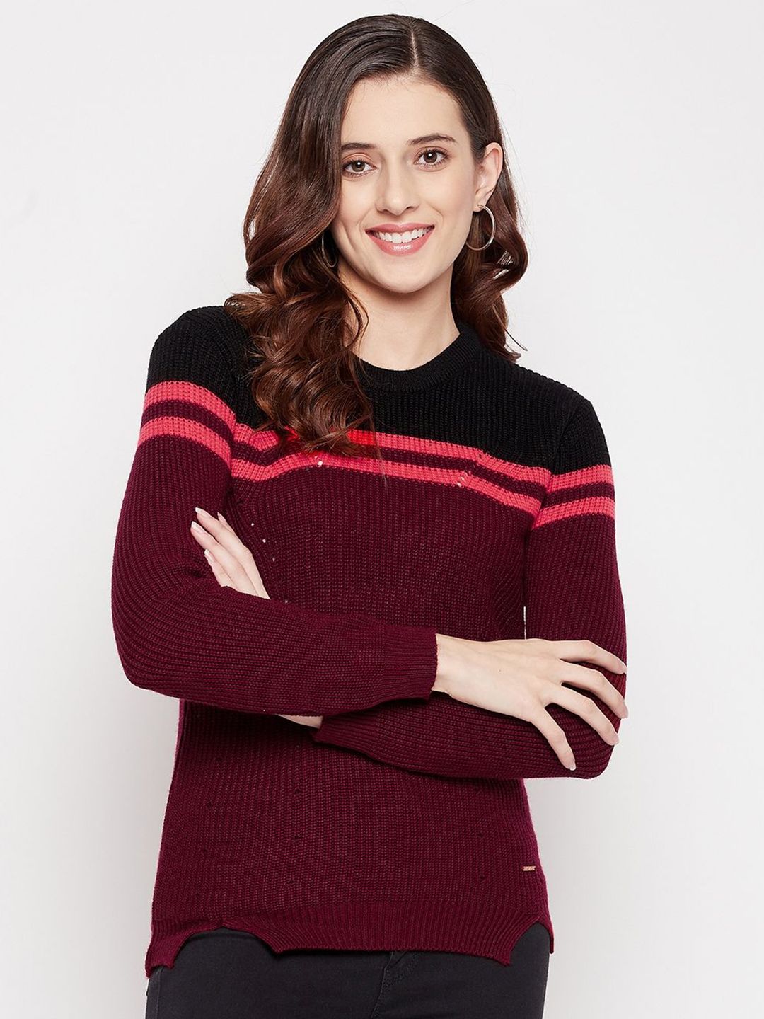 Duke Women Colourblocked Woollen Pullover-picture-22