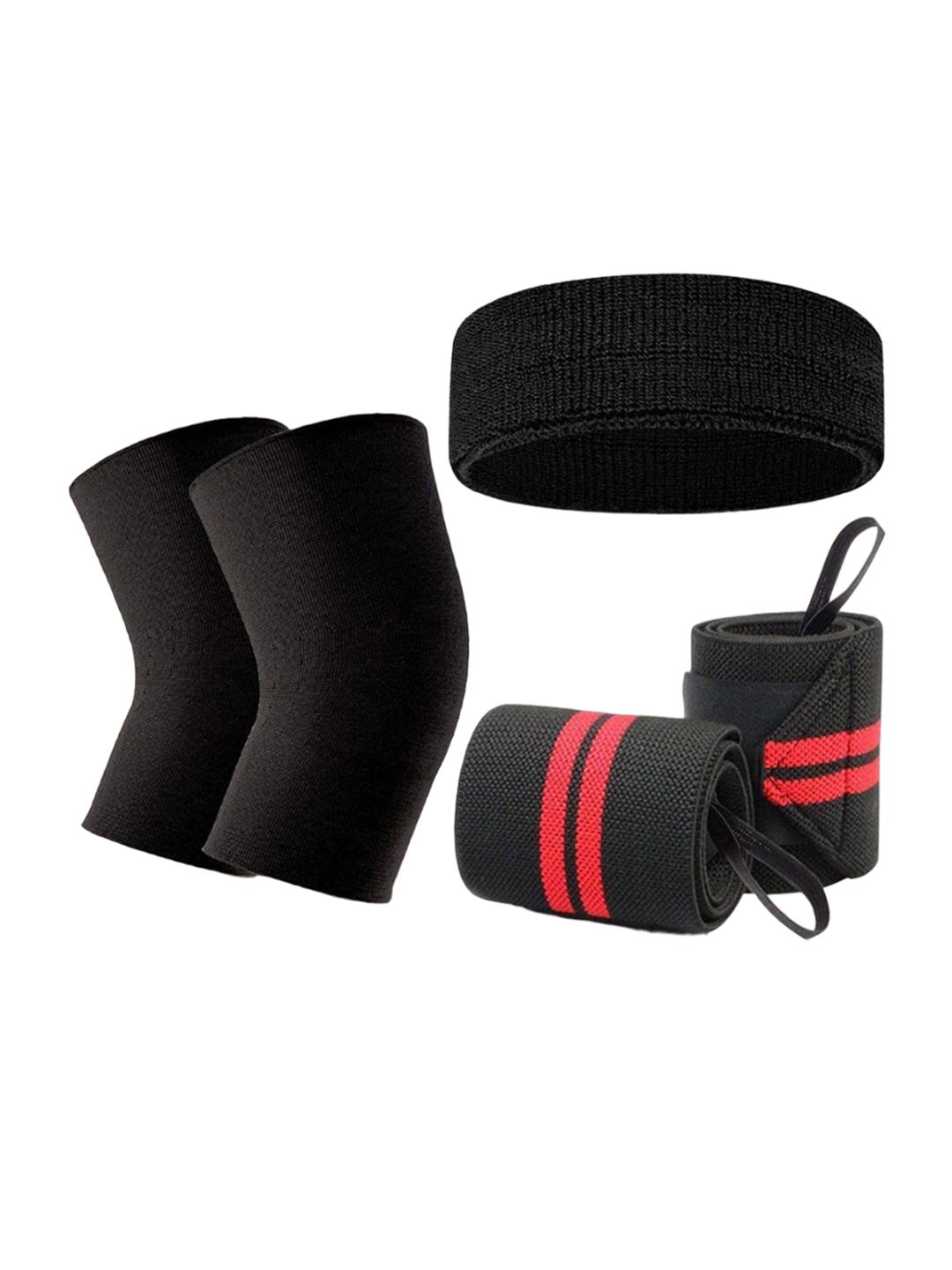 Adbeni 3-Pcs Head Band, Elbow Sleeves & Knee Pad Gym Accessories-picture-57
