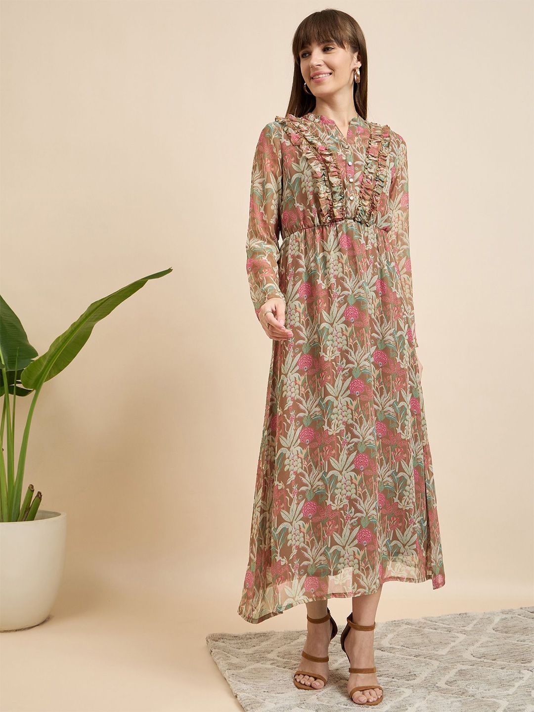 Mast & Harbour Women Floral Print Ruffled Maxi Dress