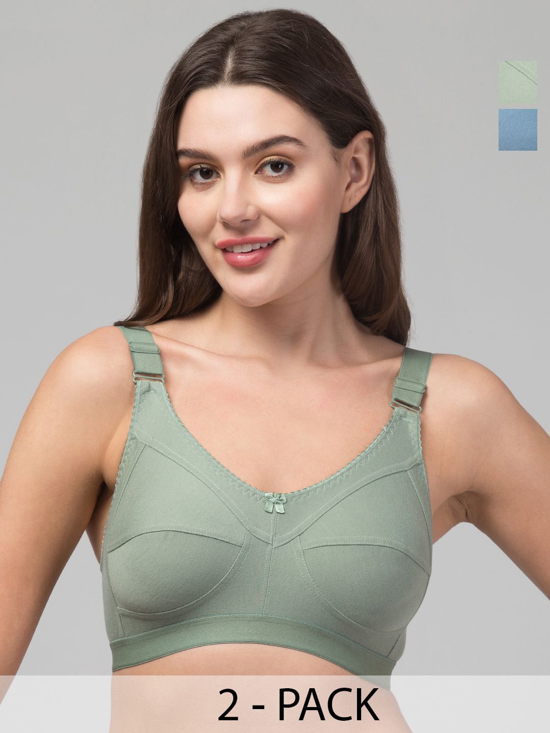 Boleem Pack Of 2 Solid Cotton Full Coverage  Non Padded Bra