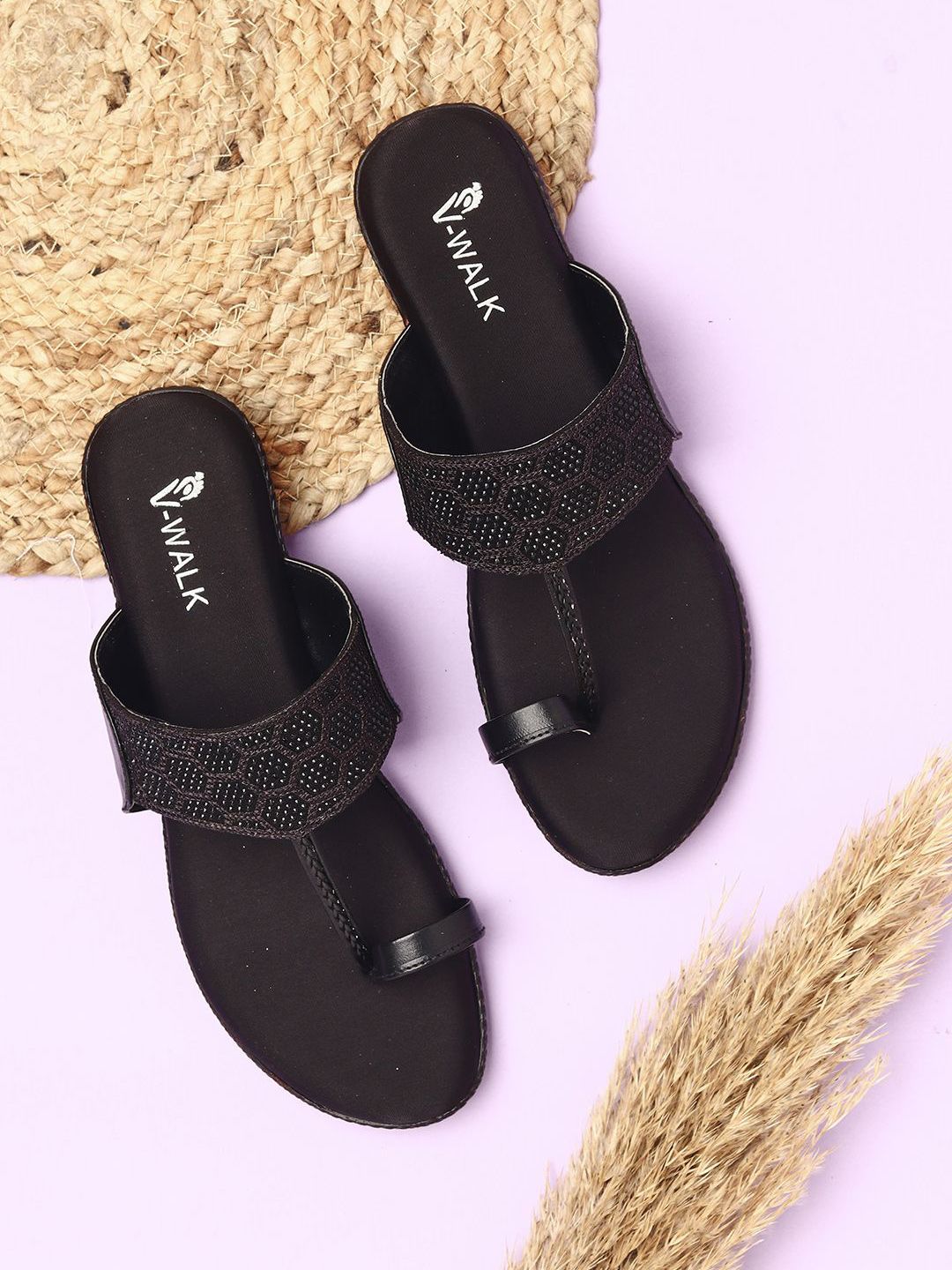 V-WALK Women Embellished Slip-On One Toe Flats-picture-28