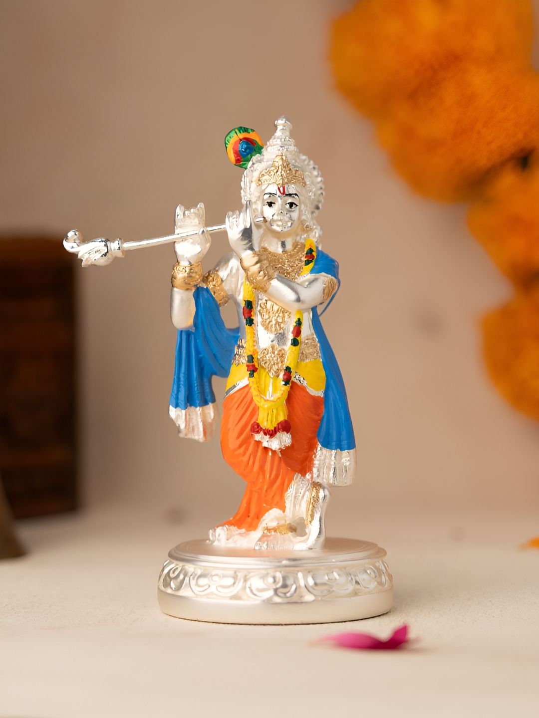 Voylla Silver-Toned Religious Krishna's Idol Showpiece-image-44