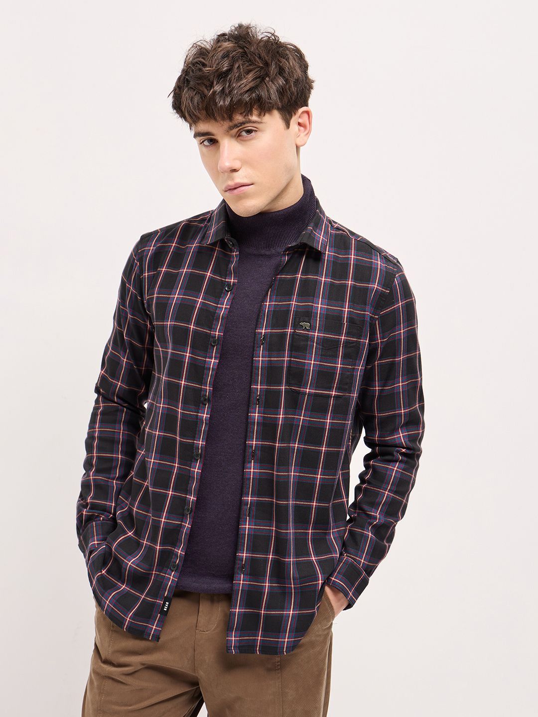 THE BEAR HOUSE Men Slim Fit Opaque Checked Casual Shirt-picture-17