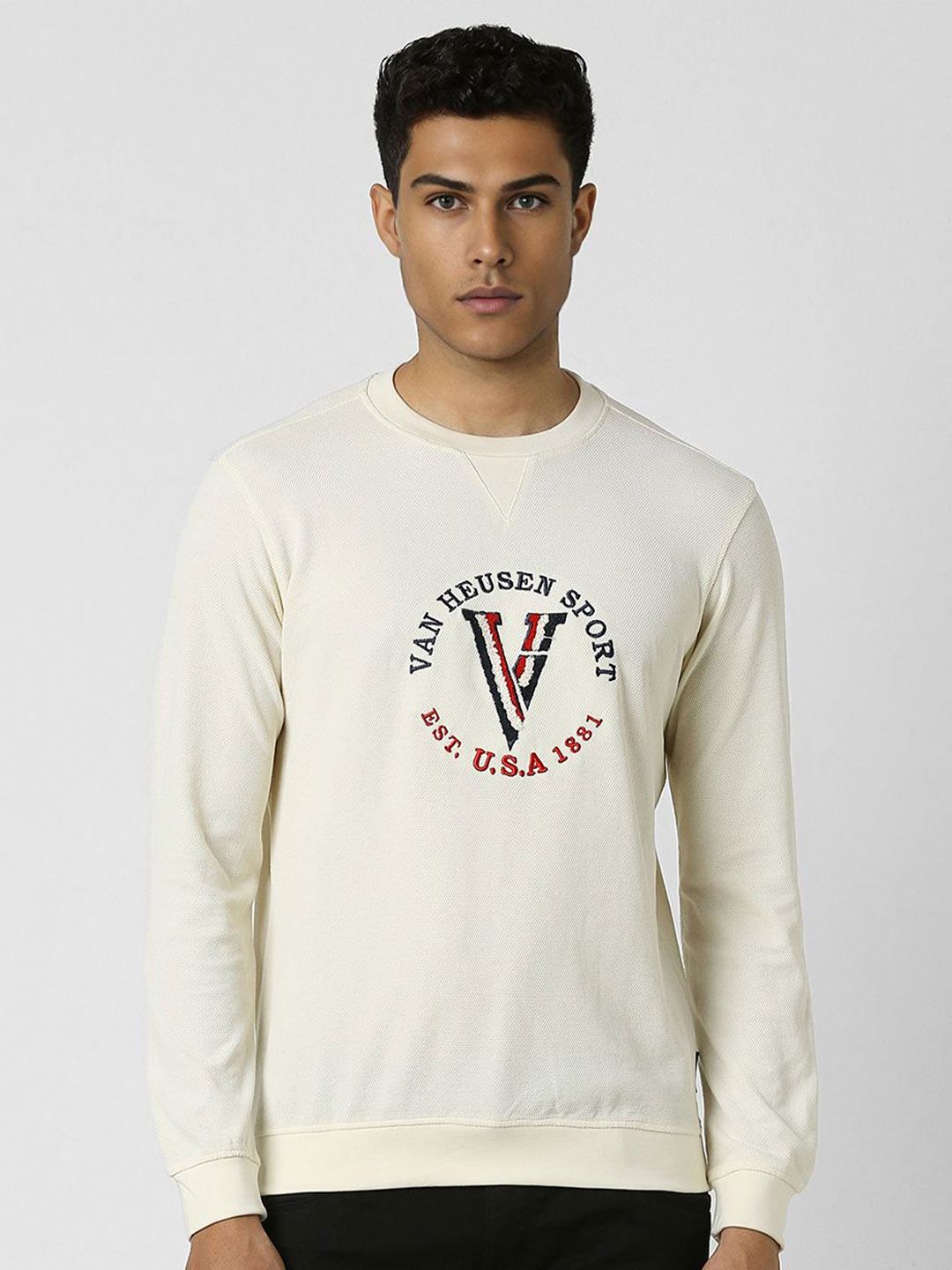 Van Heusen Men Cotton Embroidered Round Neck Long Sleeves Pullover Sweatshirt-picture-44