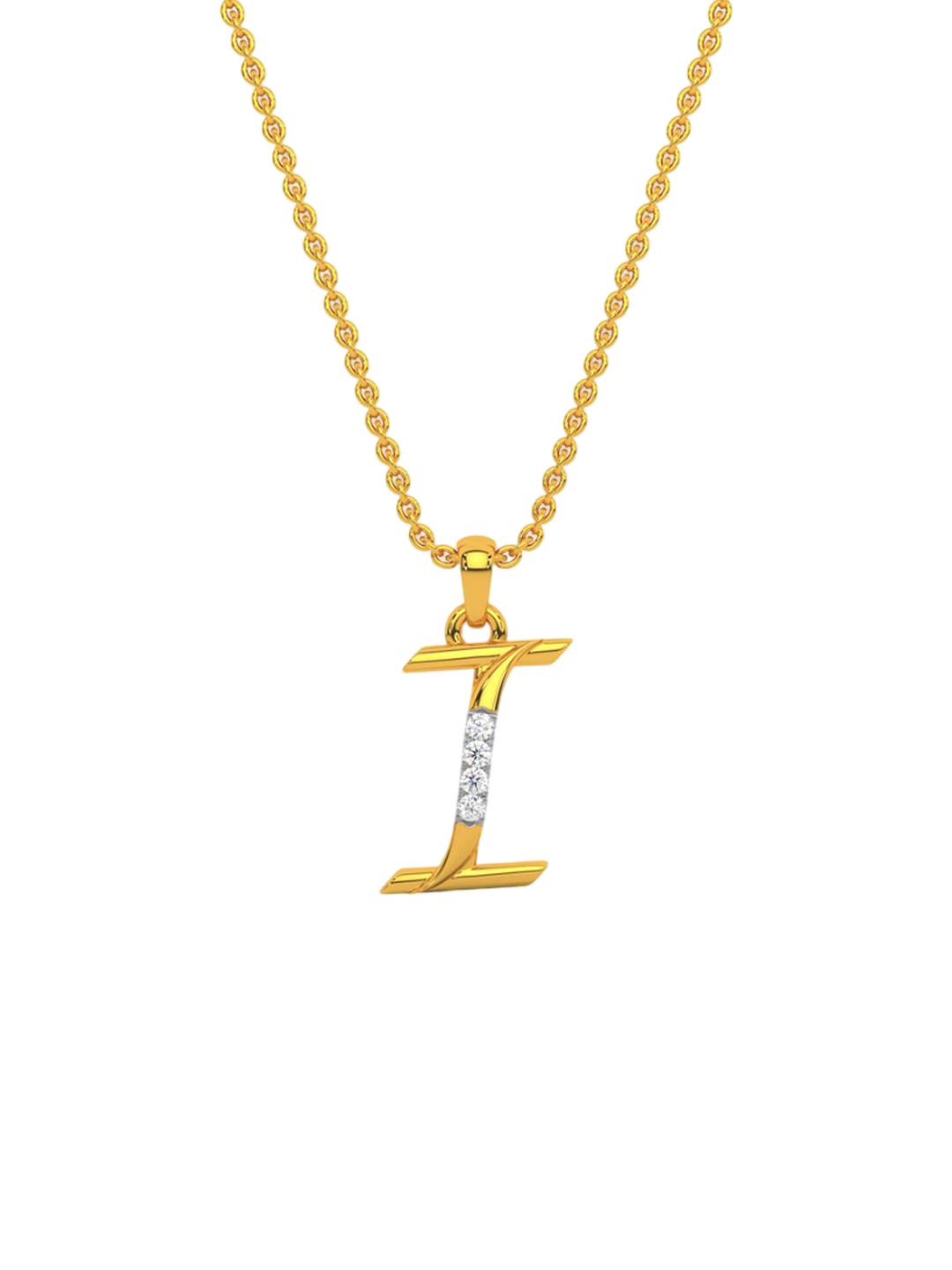 KISNA DIAMOND AND GOLD JEWELLERY KISNA DIAMOND AND GOLD JEWELLERY Alphabet I Unisex Diamond Pendant - Gold - 0.34g | Diamond - 0.01CT
