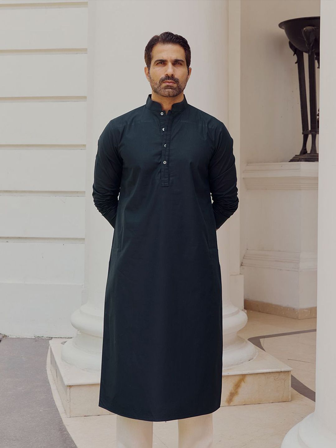 Andamen Mandarin Collar Cotton Straight Kurta-picture-22