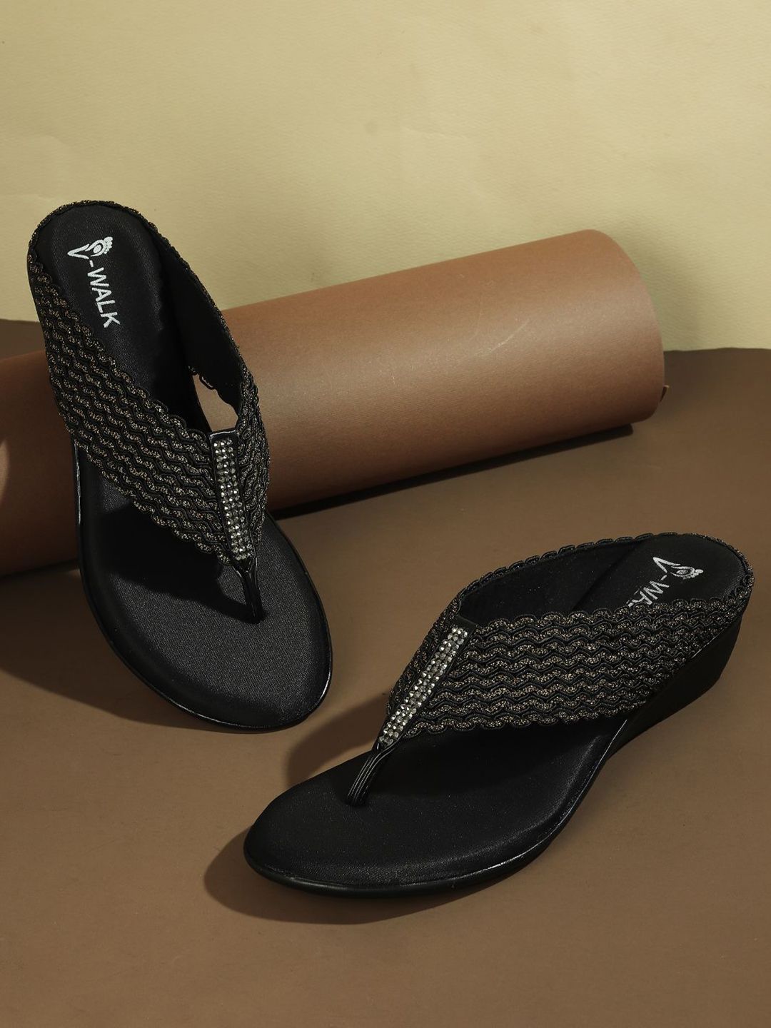 V-WALK Women Embellished Wedge Heel Sandals-picture-24