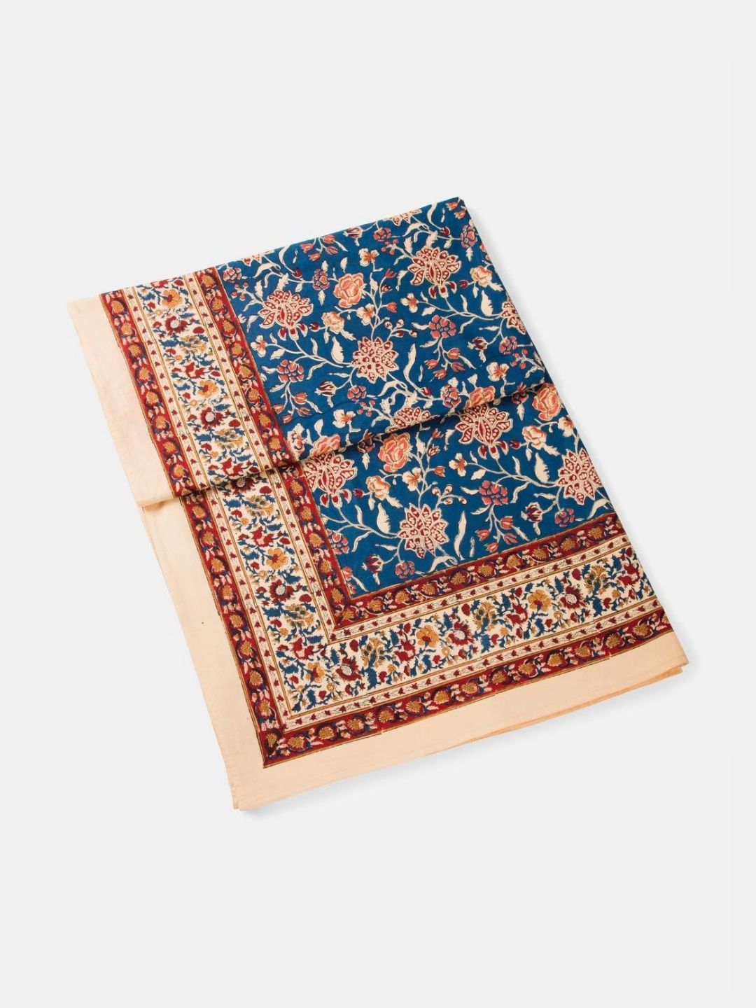 Fabindia Blue & Beige Hand Block Printed Cotton Bed Covers-picture-11