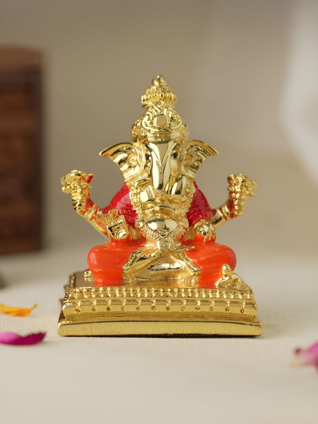 Voylla Gold-Toned Religious Lord Ganesha Idol Showpiece-image-43