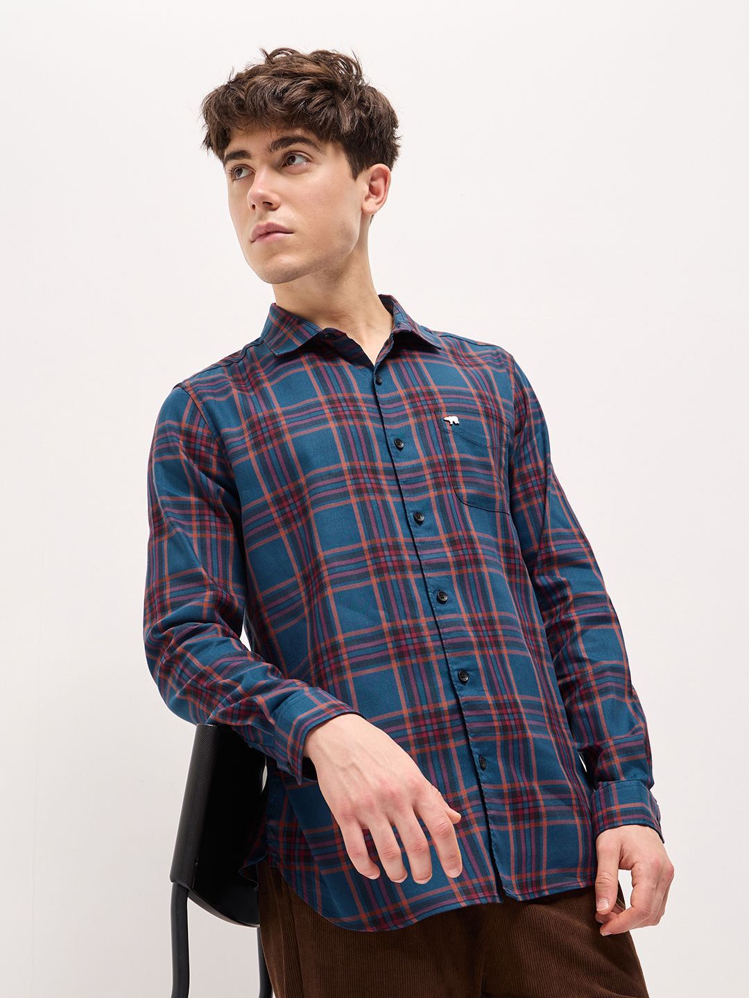 THE BEAR HOUSE Men Slim Fit Opaque Checked Casual Shirt-picture-20