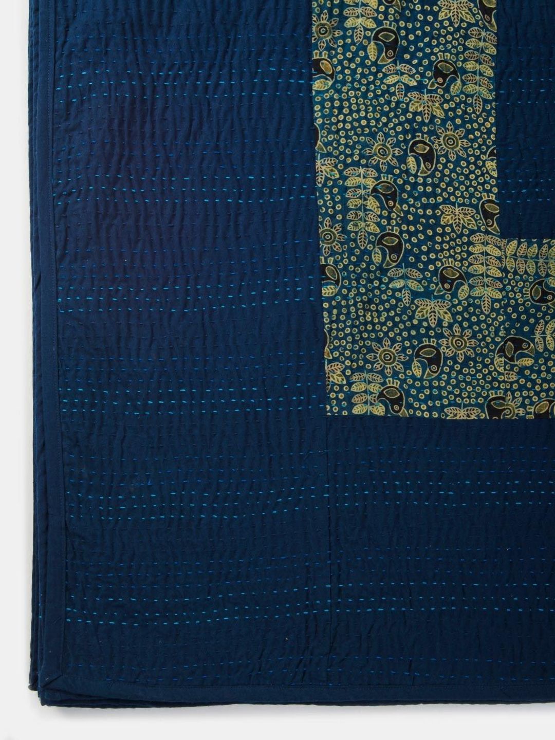 Fabindia Navy Blue Embroidered Double Size Cotton Bed Cover-image-18