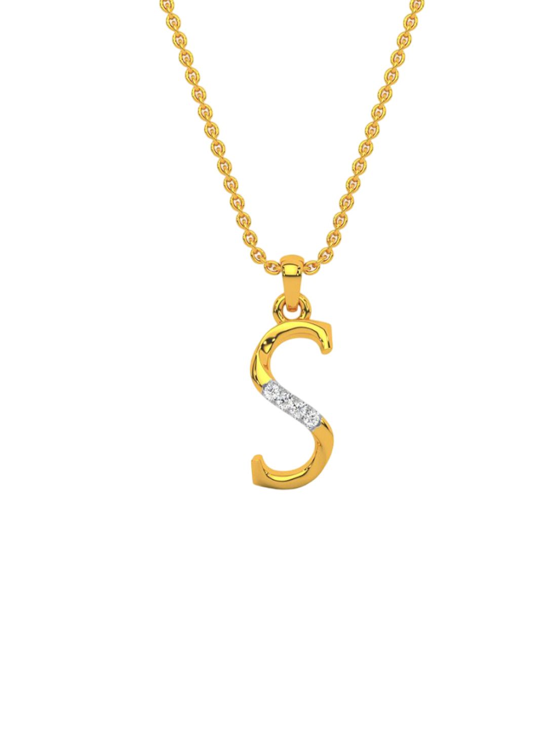 KISNA DIAMOND AND GOLD JEWELLERY KISNA DIAMOND AND GOLD JEWELLERY Alphabet S Unisex Diamond Pendant - Gold - 0.34g | Diamond - 0.01CT