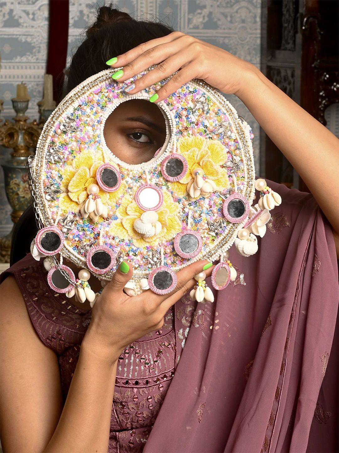 ODETTE Embellished Half Moon Clutch-picture-53