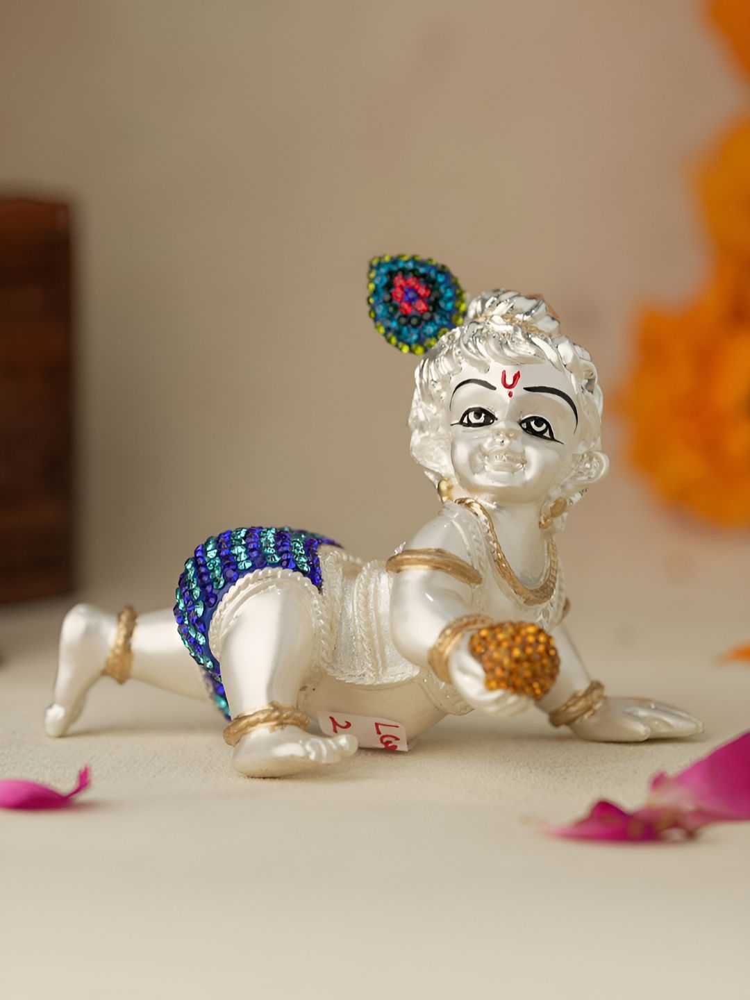Voylla Silver-Toned Religious Baby Krishna Idol Showpiece-image-47